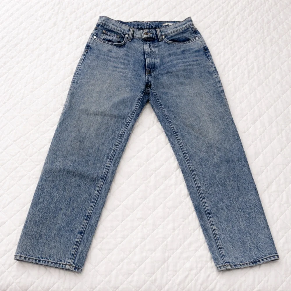 BLDWN Vintage Straight Denim 100% Cotton Women's Button Zip Pockets Vintage Blue - Picture 3 of 17